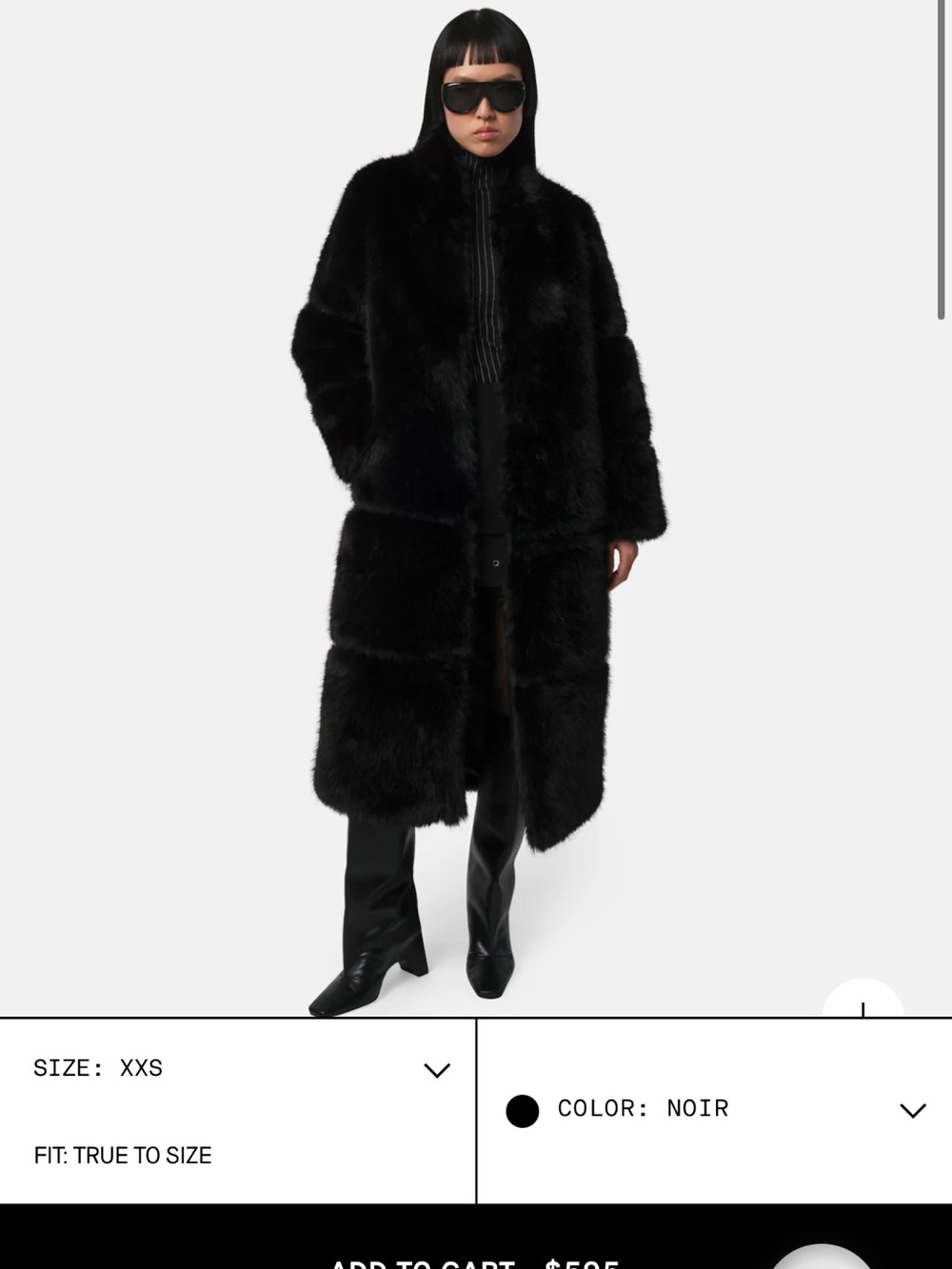 Apparis Black Faux Fur Long Trench Coat